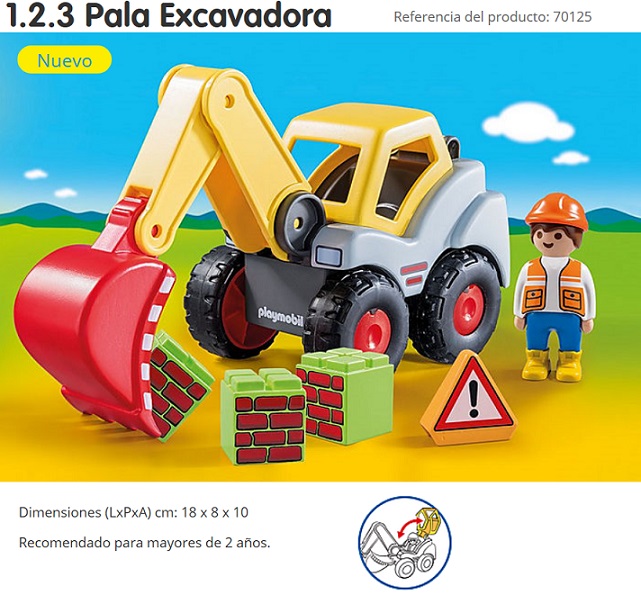 PLAYMOBIL 1.2.3 PALA EXCAVADORA